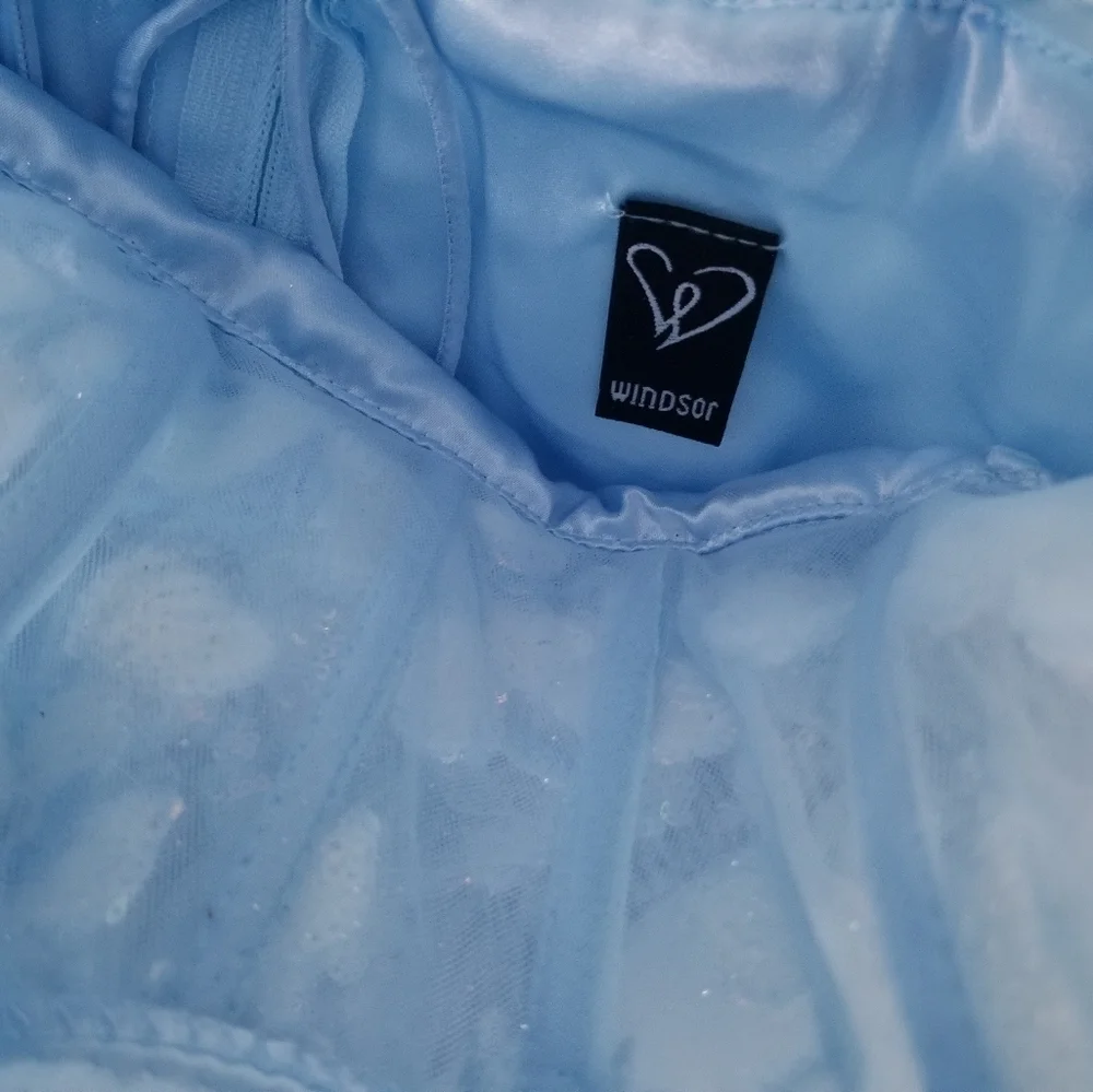 Light Blue Holographic Flower Gown - Picture 4 of 10